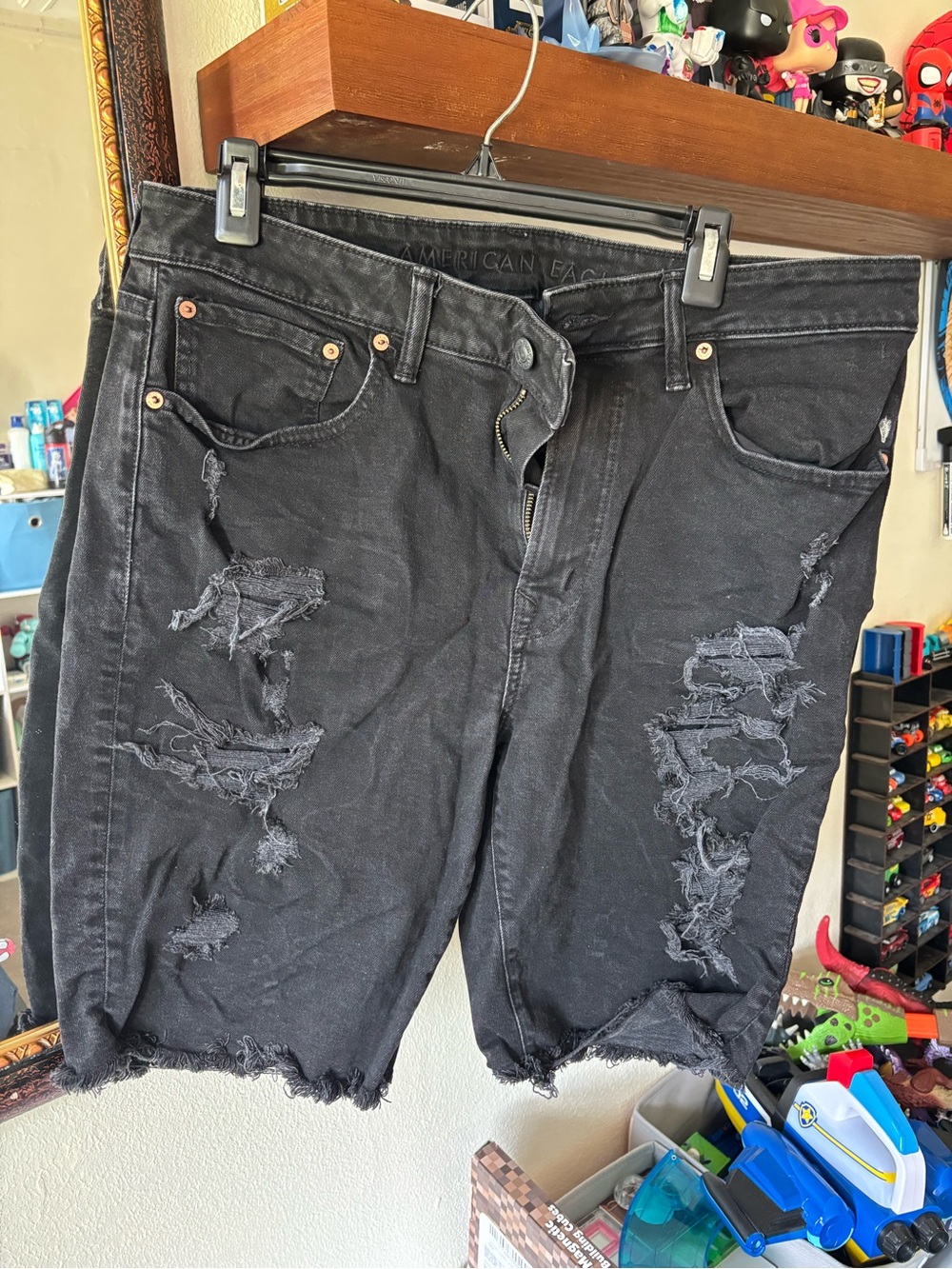 American Eagle Outfitters Black Distressed Jean Shorts